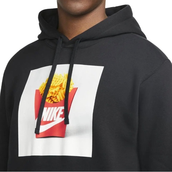 Nike Sportswear Waffle Fries Pullover Hoodie Black Men's Sz Large New! - Picture 5 of 7